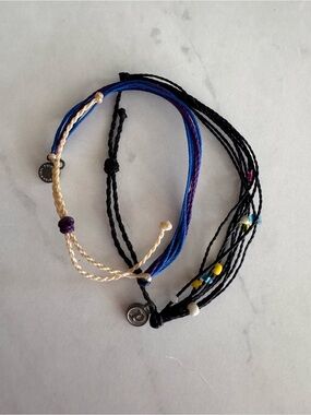 2pc Adjustable Cord Pura Vida Bracelets Braided Beaded Dangle Charm Multicolor